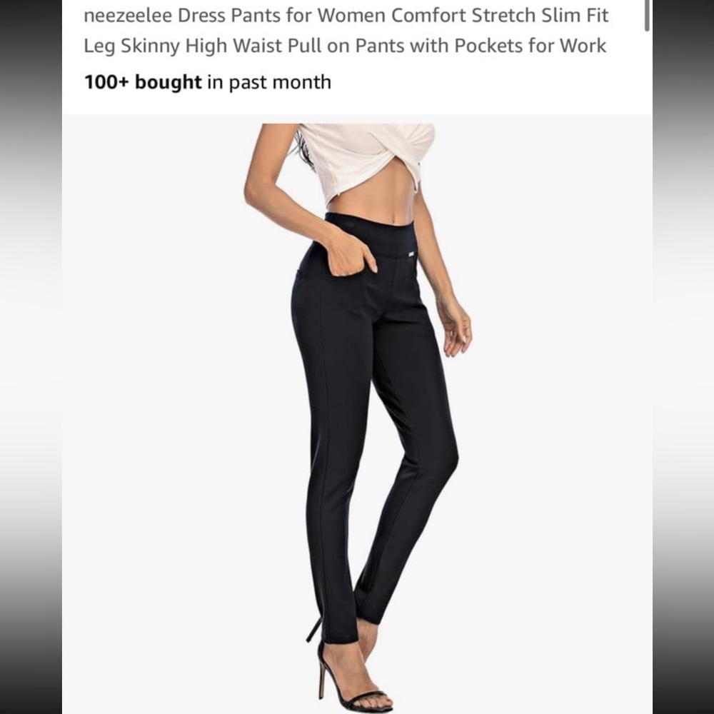 neezeelee black pull on comfort stretch high waist pull on pants size 8